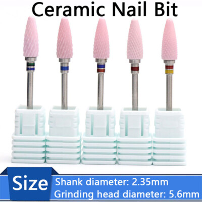 Ceramic Nail Bit Pink Professional Art Drill Bits Heads Gel Manicure Polishing