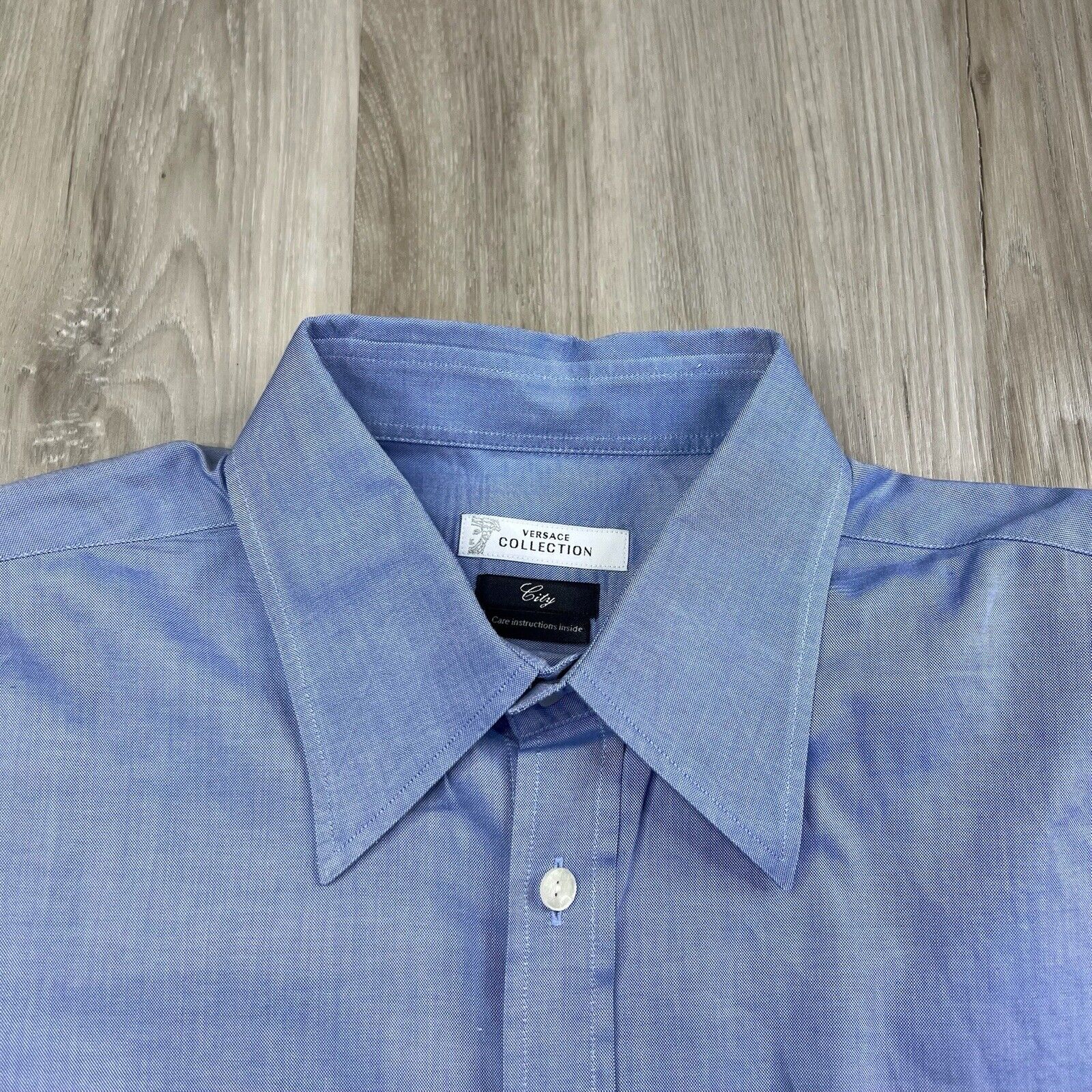 Versace Collection City Blue Button Up Shirt Long… - image 4