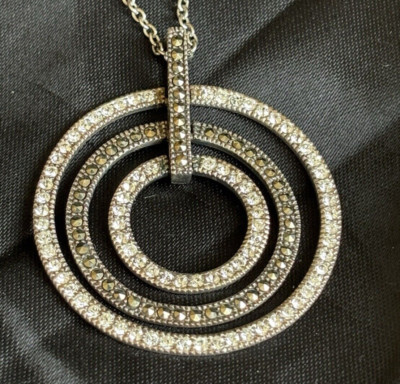 Lavish by TJM Sterlingsilber Kreise Anhänger Halskette Kristall & Markasit