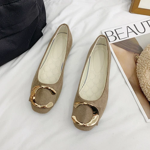 Women Flats Slip On Flat Shoes Formal Ladies Square Toe Classic Pumps Buckle - Bild 65 von 113