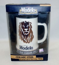 Modelo Beer Stein Cerveza Gold Lion Collectible Ceramic Mug Large