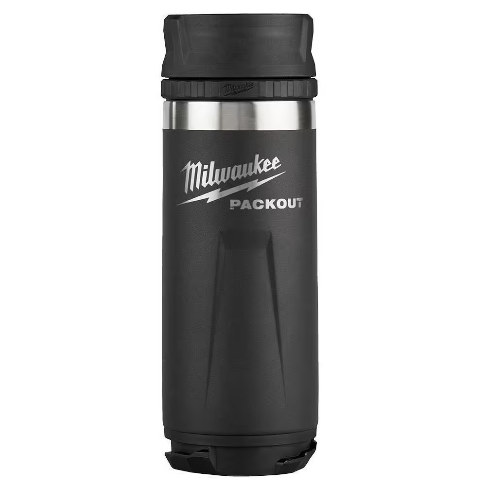 Milwaukee Packout Black 18 Oz Insulated Bottle with Sip Lid