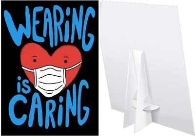 Wearing is Caring Wear a Mask Card Counter Paper Easel Sign