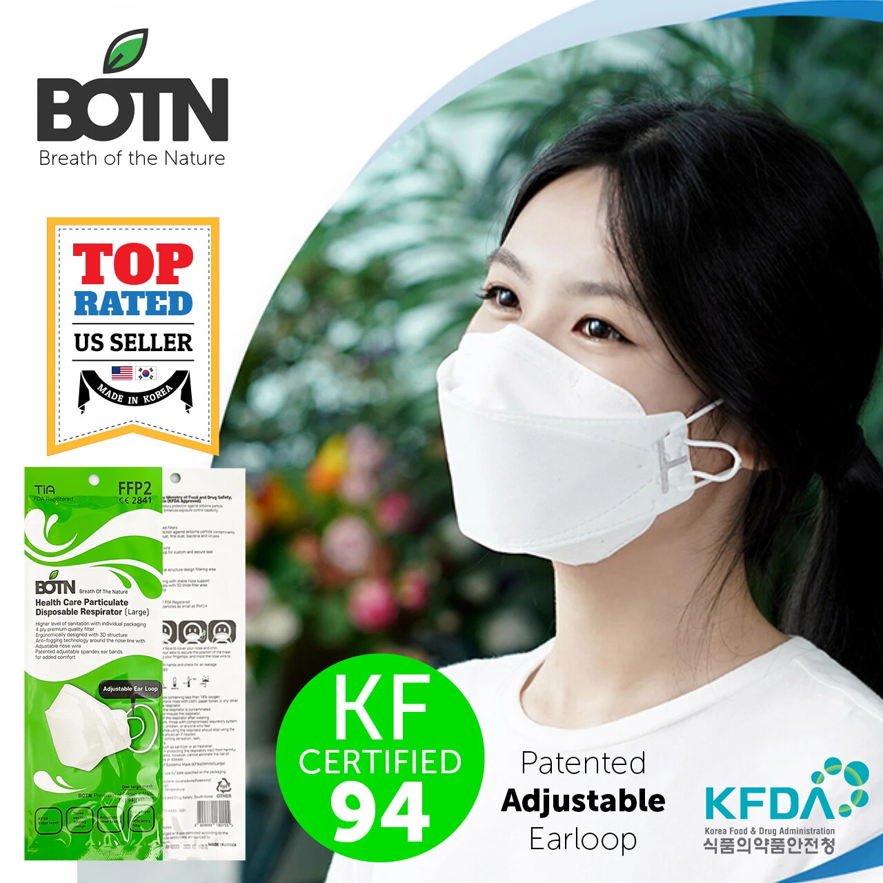 10 PCS KF94 WHITE Protective Face Mask Adult Made in Korea KFDA Certified BOTN