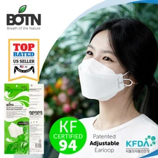 10 PACK KF94 WHITE BOTN Protective Face Mask Adult Made in Korea KFDA Certified