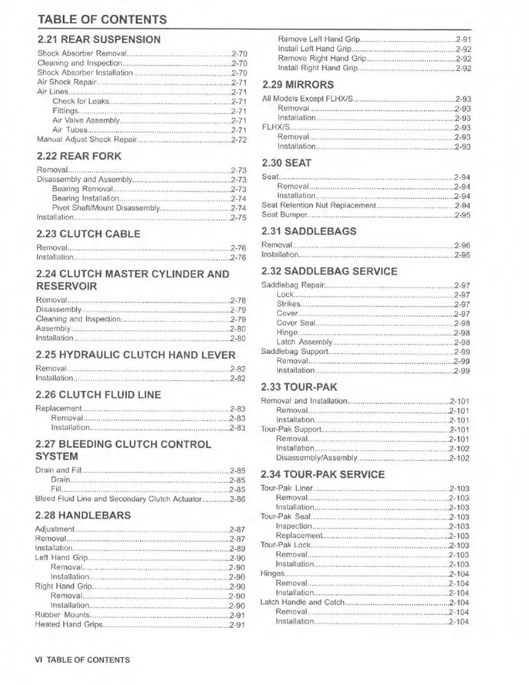 Harley-Davidson Touring 2014 manual de servicio Foto 2 de 4