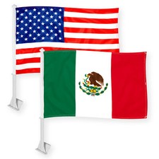 American USA & Mexico Mexican Car Flag 11x17 In Both Double Sided Printed 150D