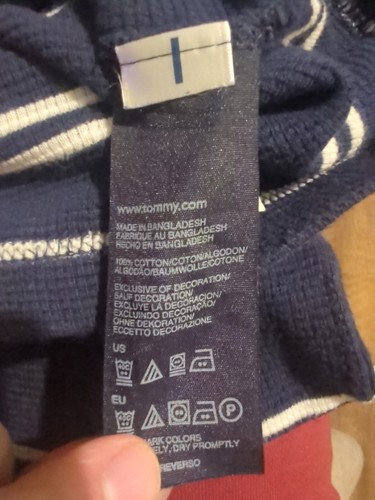 Tommy Hilfiger Woman's Striped Jumper Sweatshirt Medium Navy Cotton - Picture 12 of 15