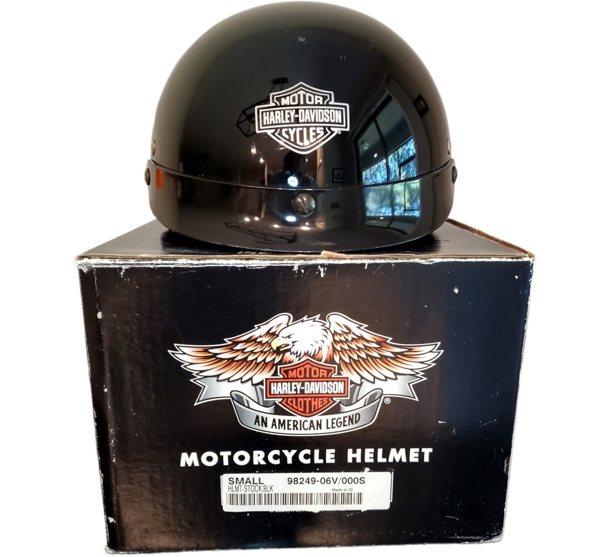 Harley Davidson Motorcycle Genuine Skull Half Helmet Gloss  Black XS Small w Box Harley Davidson Matte Black Half Helmet Skull X Small 53-54  main image 2