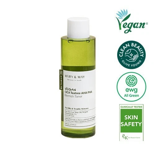 Mary&May Vegan CICA Tea Tree AHA PHA Blemish Toner 200ml