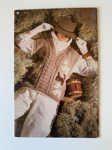 Cleckheaton Vintage Knitting Pattern Brown Haze 3D Coogi Style Jumpers Vests - Picture 2 of 8