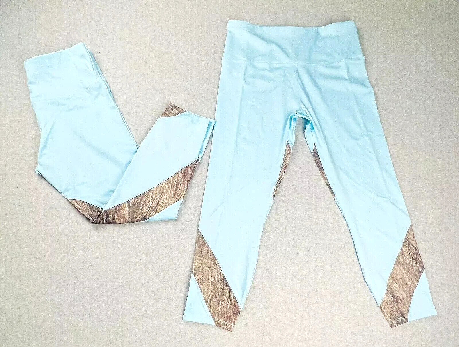 Soulgani Yoga Pants Womens Medium Petite Blue Camo Stripe Leggings Compression-image