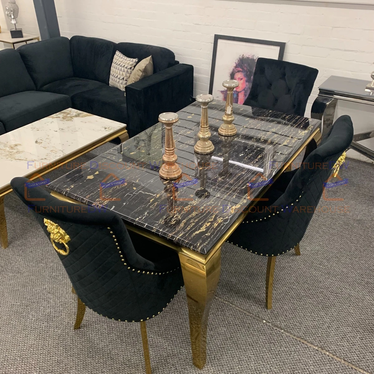 Marble top dining room table and chairs outlet
