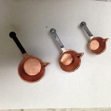 Vintage Doll House Miniatures 3pc Brass Cookware 1in to 2in 