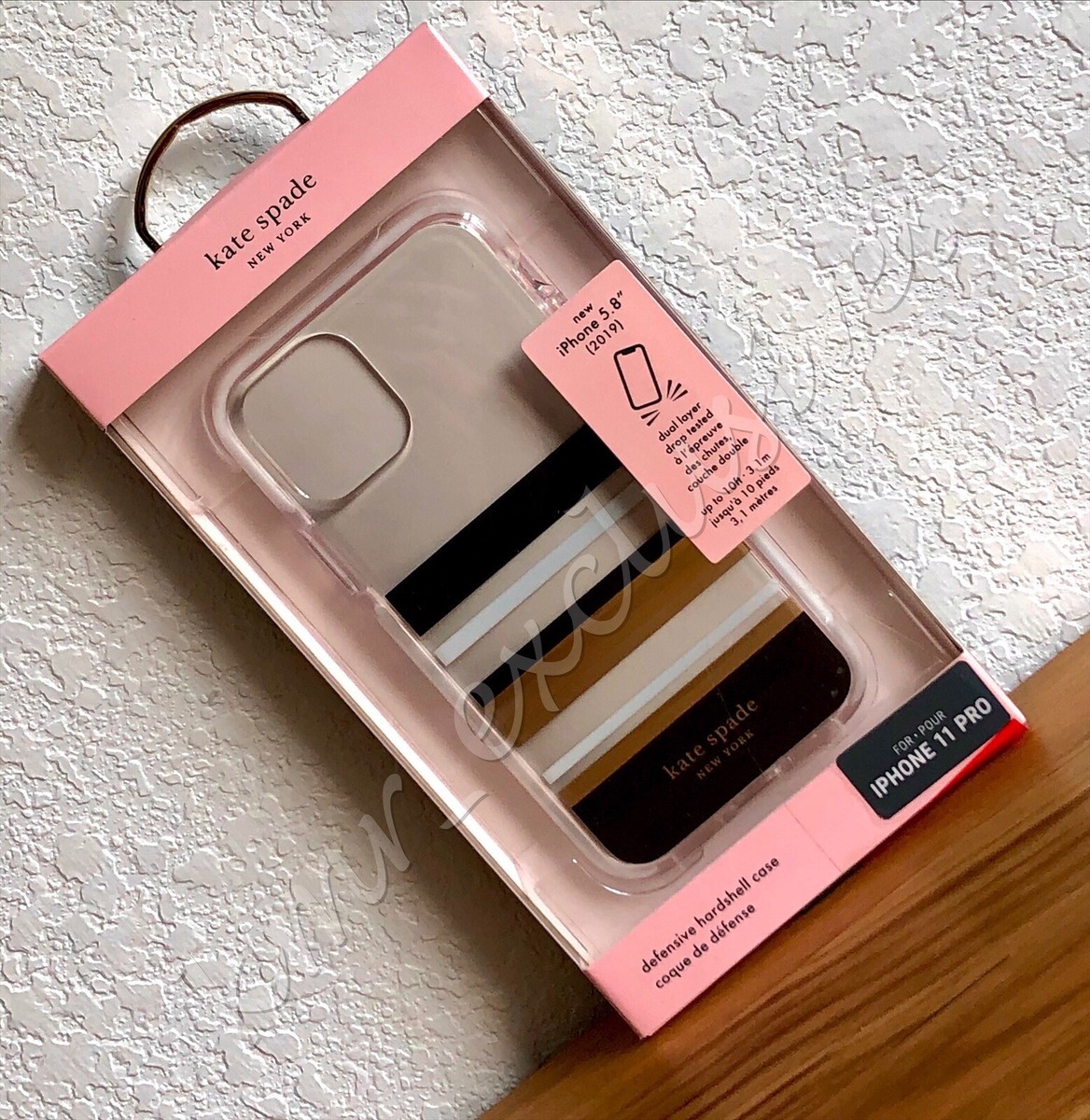 NIB Kate Spade Defensive Hardshell Case iPhone 11 PRO Gold, Black, White  Stripe