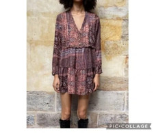BNWT Zara Paisley Babydoll Sparkle Mini Dress Chiffon Long Sleeve M 9314/560/330