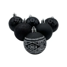 Christmas Ball Ornaments 34ct Black Set in Medium Size (2.36"/ 60mm)