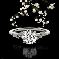 Diamant Verlobungsring 14K WeißGold Rundschliff 1,18 Karat Igi Lab Grown