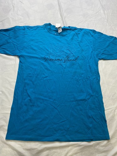 Neu mit Etikett Vintage Panamakanal Tee blau Größe Large Herren T-Shirt hergestellt in den USA