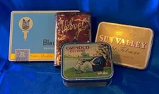 Four Vintage Empty Smoking Tobacco Tins- Orinco Cut Fine Tin & three more!