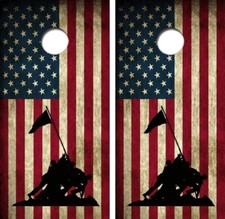 Grunge American Flag Cornhole Board Wrap LAMINATED Wrap Decal Vinyl Sticker 4890