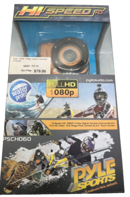 Pyle Sports WaterProof FullHD 1080p Action Camera Widescreen Lens Orange PSCHD60