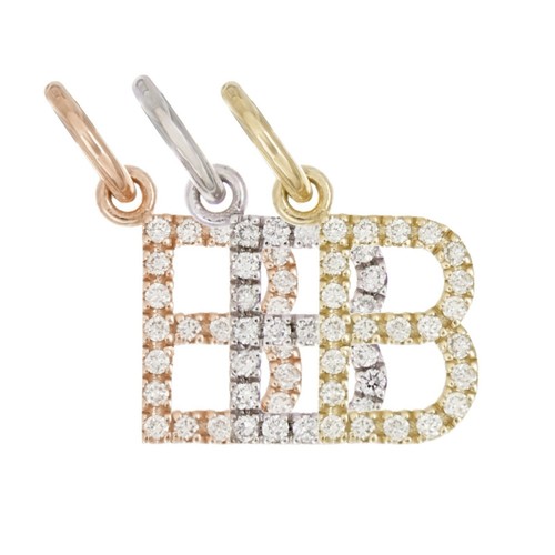 14k Yellow White or Rose Gold Diamond Initial Letter Charm Pendant - Picture 27 of 246