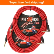2 Pack Pig Hog PCH20CAR 1/4 Candy Apple Red Guitar Ins Cable Cord 20ft Right-A