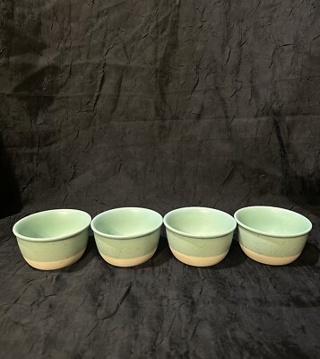 Farmhouse Ciroa Stoneware Finger Bowls Teal Speckled Pastel Blue set of 4