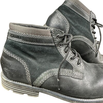 MENS CLARKS LACE UP CASUAL ANKLE BOOTS DARIAN MID 12 Black  display picture 3