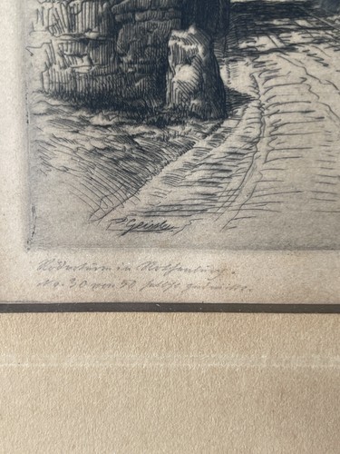 ANTIQUE B & W DRY POINT ETCHING PAUL GEISSLER "ROTHENBURG" ? NO. 30 EUROPEAN - Picture 18 of 20