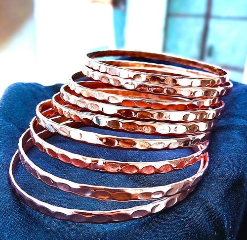 Juego de 10 piezas brazalete brazalete de cobre macizo cobre puro terapia artritis tamaño 7,5 pulgadas - Imagen 1 de 8