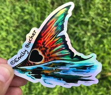 Redfish Decal Sticker I HEART Redfish Vinyl Holographic  Emily Bucher