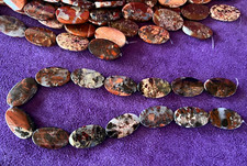 RED BRECCIATED JASPER  FLAT OVAL BEADS  EXCELLENT FINISH, CLEANLY DRILLED 30MM