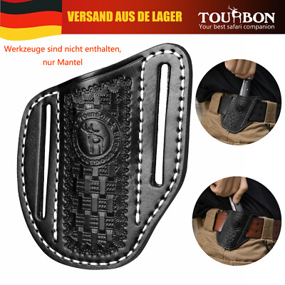 TOURBON Leather Folding Knife Pocket Belt Holster Pouch Tool Protective Sheath