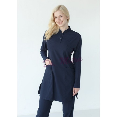 Modesto juego de exfoliantes, exfoliante de brazo largo, cuello empinado, exfoliantes azul marino, uniforme médico, - Imagen 1 de 4