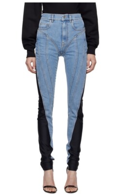 Mugler Blue Bi-Material Spiral Jeans NWT | eBay