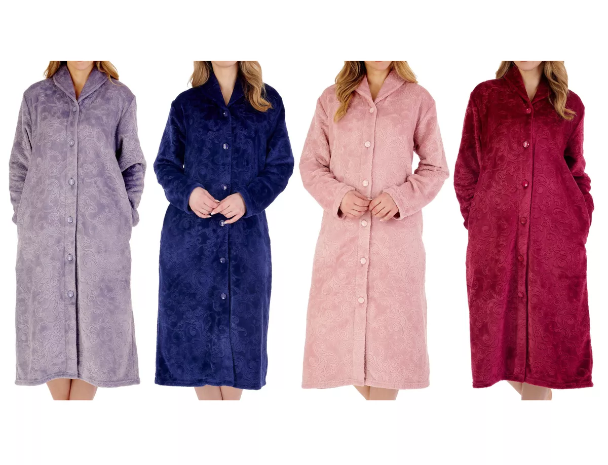 Womens button top through dressing gowns