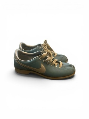 Vintage Woman s 1980's Nike Bowling Shoes Blue Silver Leather Rare Retro Sz. 8