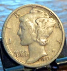 1937 S Mercury Dime In Fine Condition.