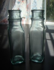 ANTIQUE PAIR OF 1880s FOUR-SIDED 6-1/2 AQUA P...