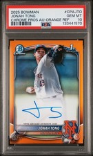 2025 Bowman Jonah Tong 1st Chrome Autograph True Orange /25 PSA 10