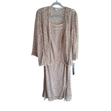 NWT karen miller gold lace dress with jacket plus size 16 mature evening wear