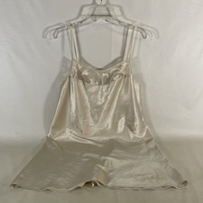 VTG NATORI Neiman Marcus Ivory Lace Silky Gown Slip M   Nightie Babydoll Dress