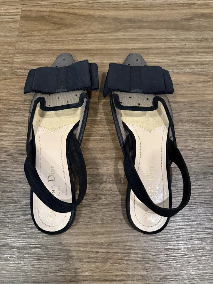 Sandalias planas Dior de malla negra J'adior con cordones punta talla EU36 US6 Foto 2 de 4