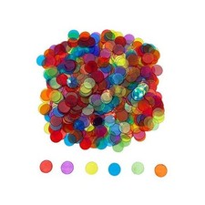 500 Pieces 3/4 inch Transparent 6 Color Bingo Counting Chips with Bag