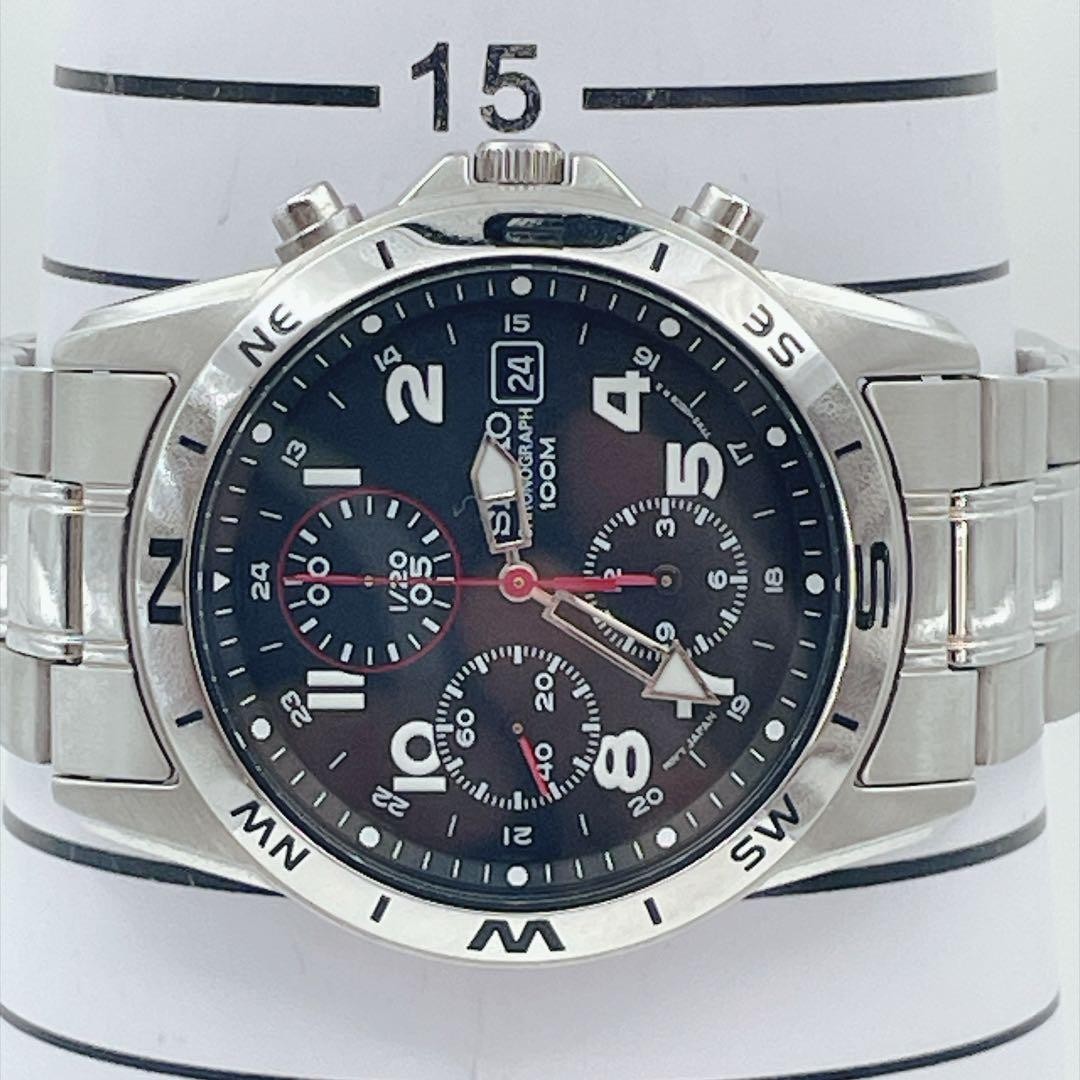 SEIKO 7T92-0DW0 Black Chronograph Watch From Japan - Gem