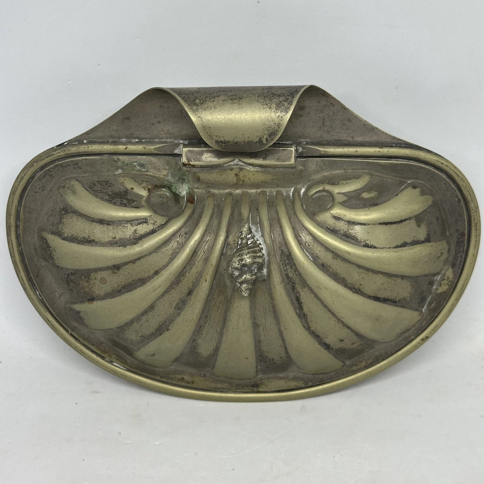 Silver Plated Condiment Dish Clam Shell with Glass insert Art Deco style