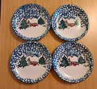 Set Of 4 Tienshan Folk Art Cabin In The Snow 7 3/4" Salad Dessert Bread Plates  — photo 1