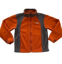The North Face Boys XL Fleece Full Zip Down Coat Orange/ Grey